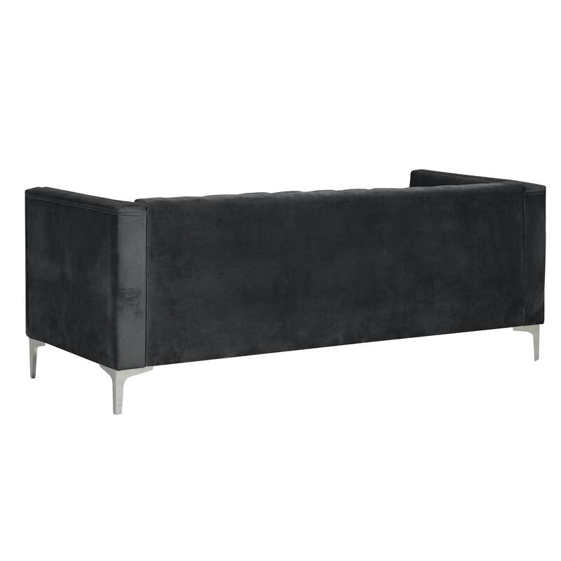 Morden Fort Modern 2 Pieces of Chair and Sofa Couch Set with Dutch Velvet Grey, Iron Legs