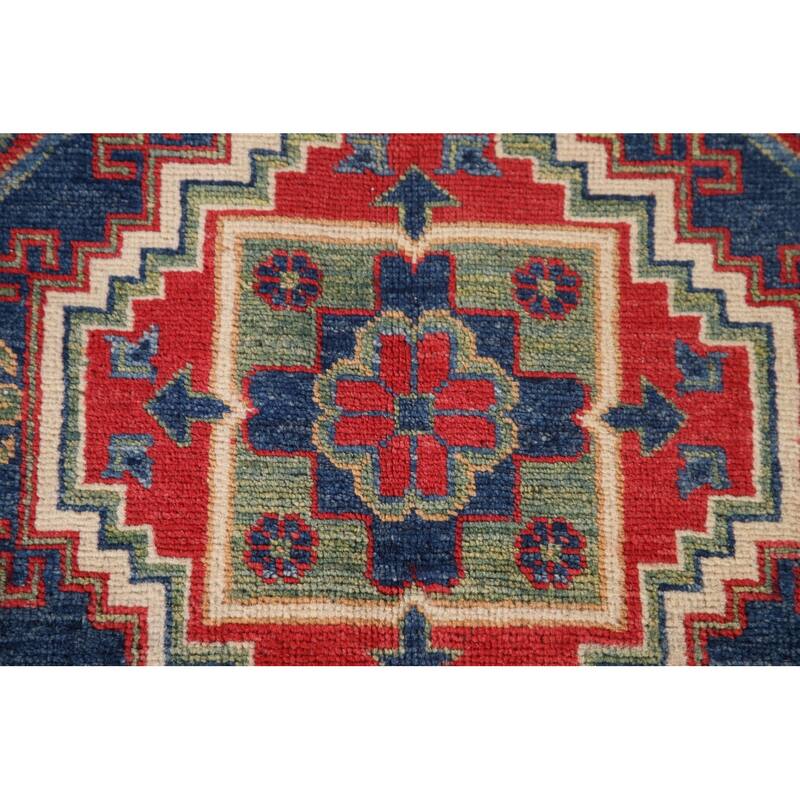 Green Kazak Area Rug Hand-Knotted Wool Carpet - 6'5" x 9'8"