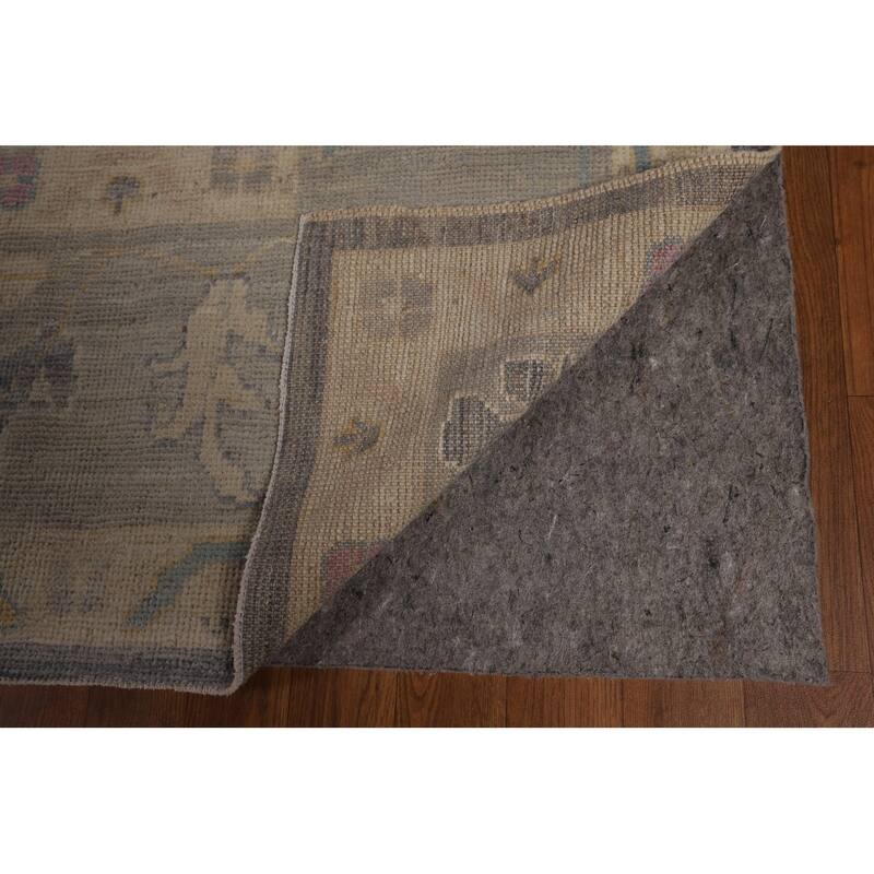 Vegetable Dye Gray Oushak Turkish Area Rug Handmade Wool Carpet - 9'3"x 12'6"