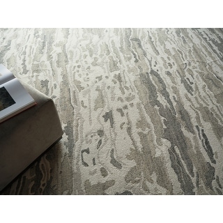 Cortero Handmade Hand Tufted New Zealand Wool Gray/Ivory Area Rug ...
