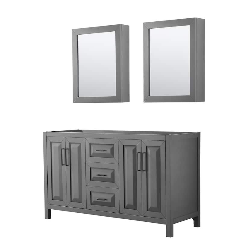 Wyndham Collection Daria 59" Double Free Standing Vanity Cabinet - - Dark Gray / Matte Black Hardware