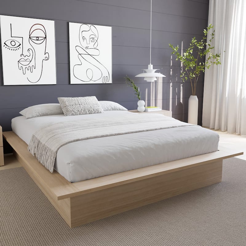 Malibu Platform Bed Frame - Natural Blonde Oak - Queen