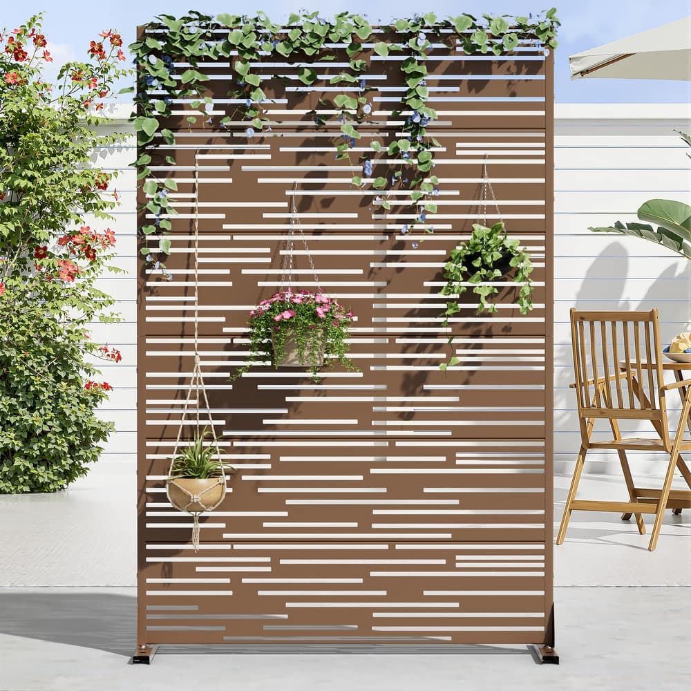 Dovelina 6ft.x 4ft. Outdoor Freestanding Metal Privacy Screen Decorative Garden Fence