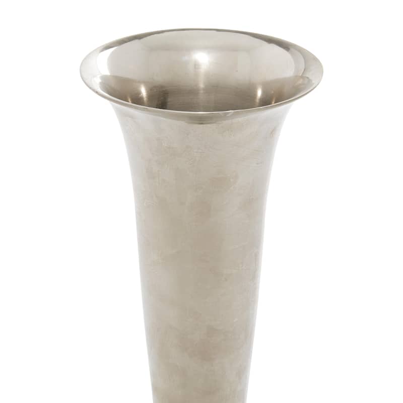 Aluminum Metal Fluted Decorative Vase - Silver - Roche River Decor