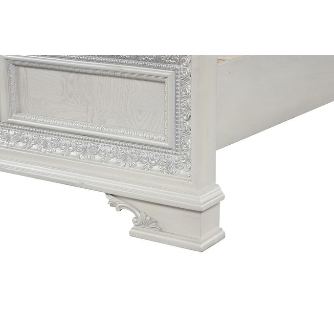 Royal Creamy White Finish 1PC Upholstered Bed