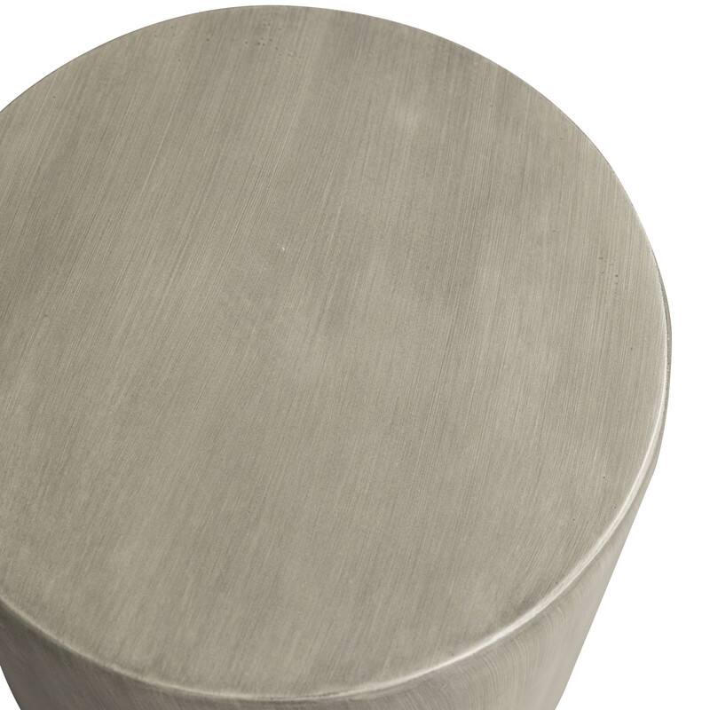 Vintara Modern Cylindrical Round Fiberstone Side Table with Brushed Finish for Living Rooms, Bedrooms, Patios, Balconies