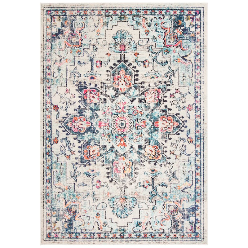 SAFAVIEH Madison Diederike Boho Medallion Distressed Rug - 2'2" x 4' - Cream/Blue