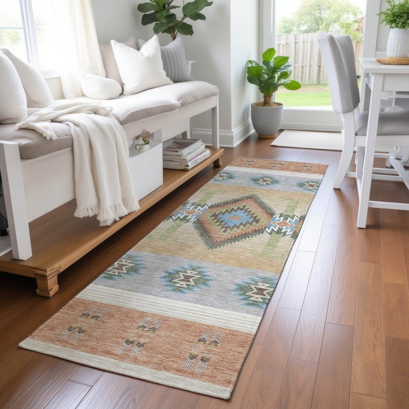 Machine Washable Indoor/ Outdoor Global Chennai Chantille Rug