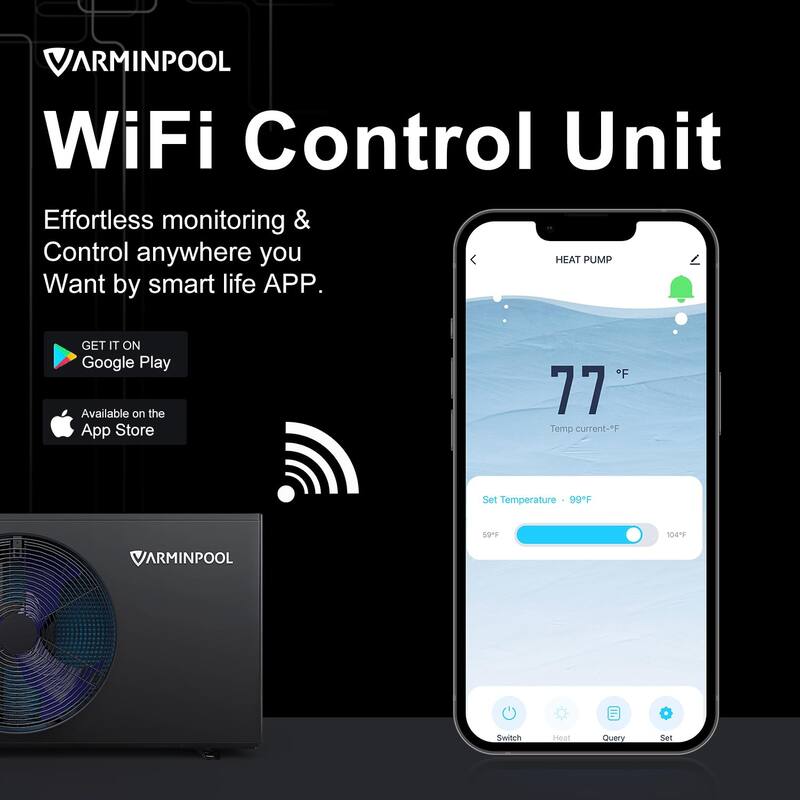 Electric Pool Heat Pump 30000 BTU Pool Heater for 8000 Gallon Pools with WiFi Control
