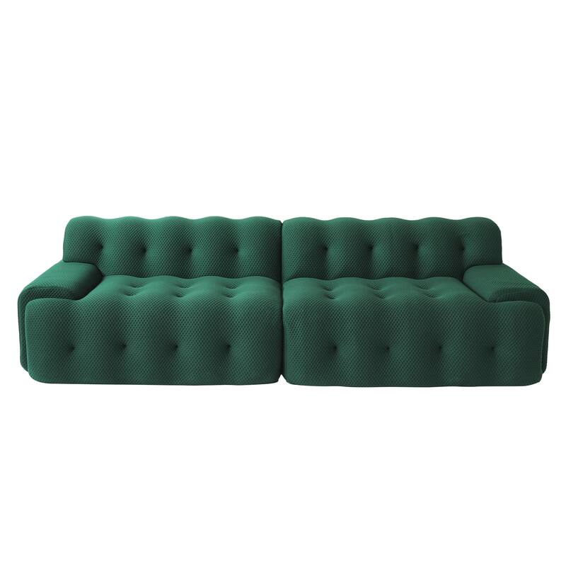 102.4" Oversize Loveseat 3D Mesh Fabric Sectional Sofa Modern Comfy Modular Floor Couch