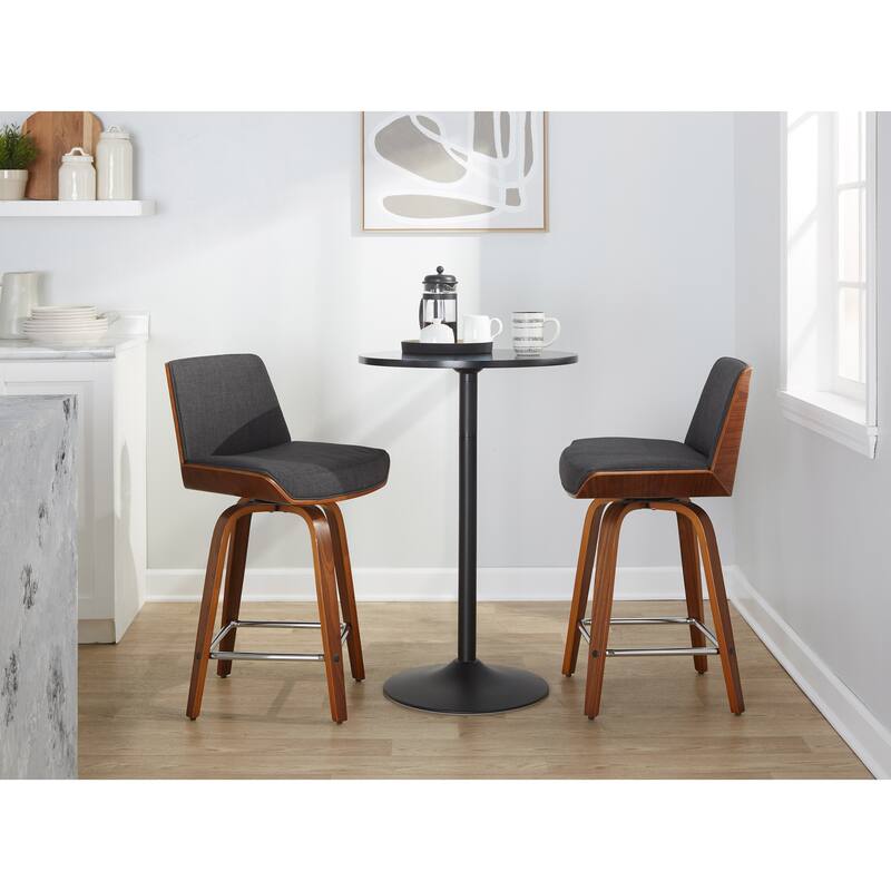 Carson Carrington Clemens 24" Fixed-Height Counter Stool with Bent Wood Legs & Square Footrest (Set of 2)