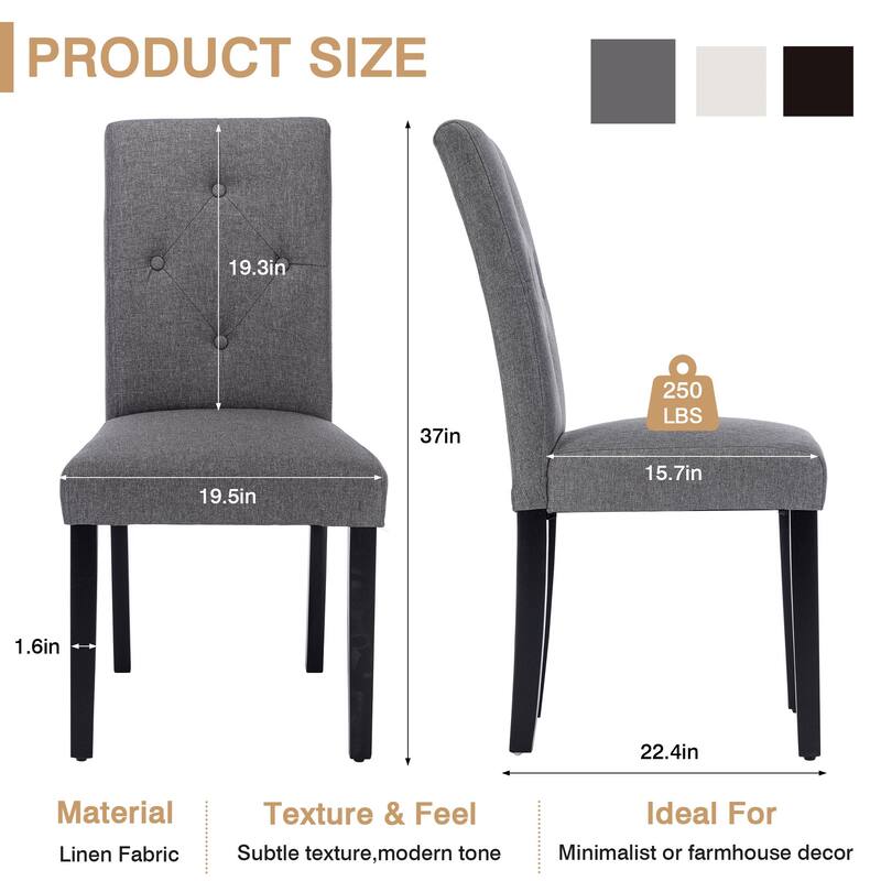 Javlergo Upholstered Dining Chairs Set of 4, Fabric or Faux Leather Dining Room Chair with Metal Legs