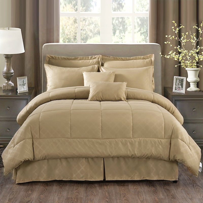10-piece Solid Color Microfiber Comforter and Sheets Set