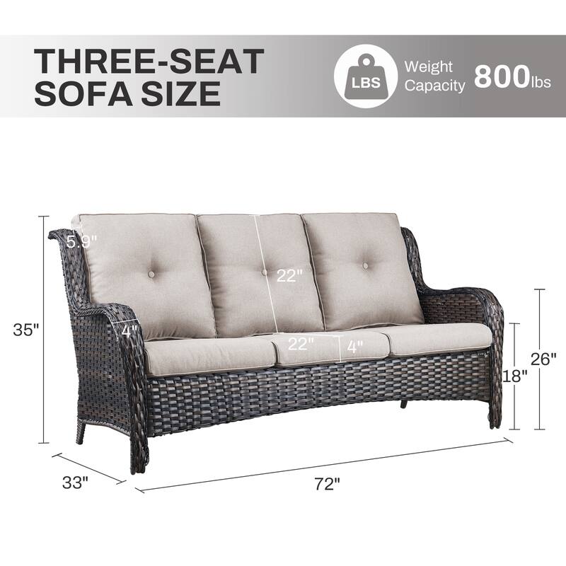 Gymojoy 7-Piece Outdoor Wicker Patio Furniture with 3 Seat Sofa, Rattan Coversation Set with Water Resistant Thick Cushions
