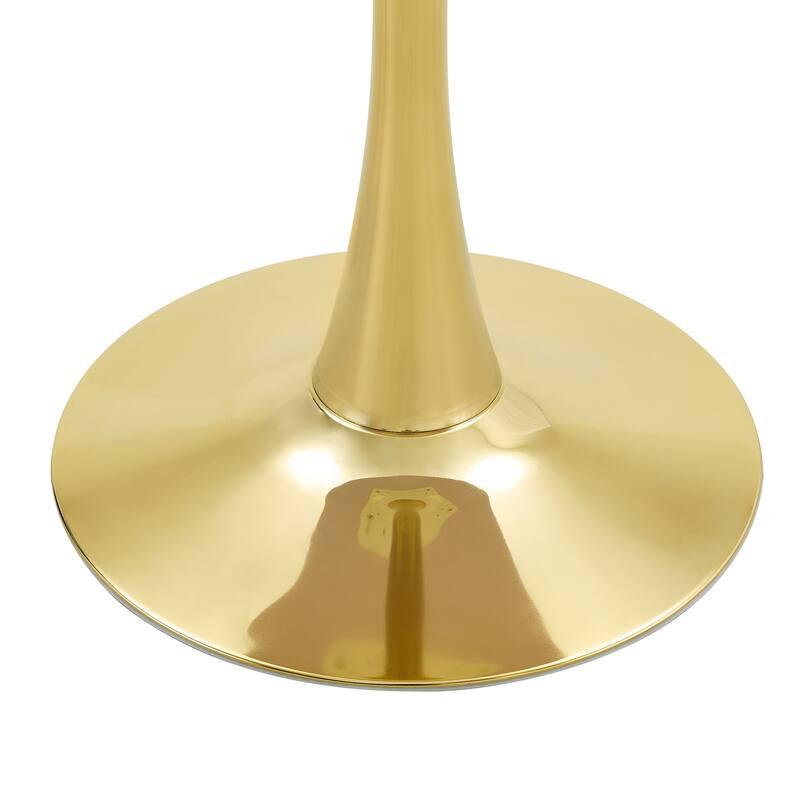 Round Thickened Table Top Coffee Table, Metal Pedestal Side Table Modern Bistro Table