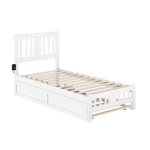 Tahoe Twin Bed with Footboard and Twin Trundle in White