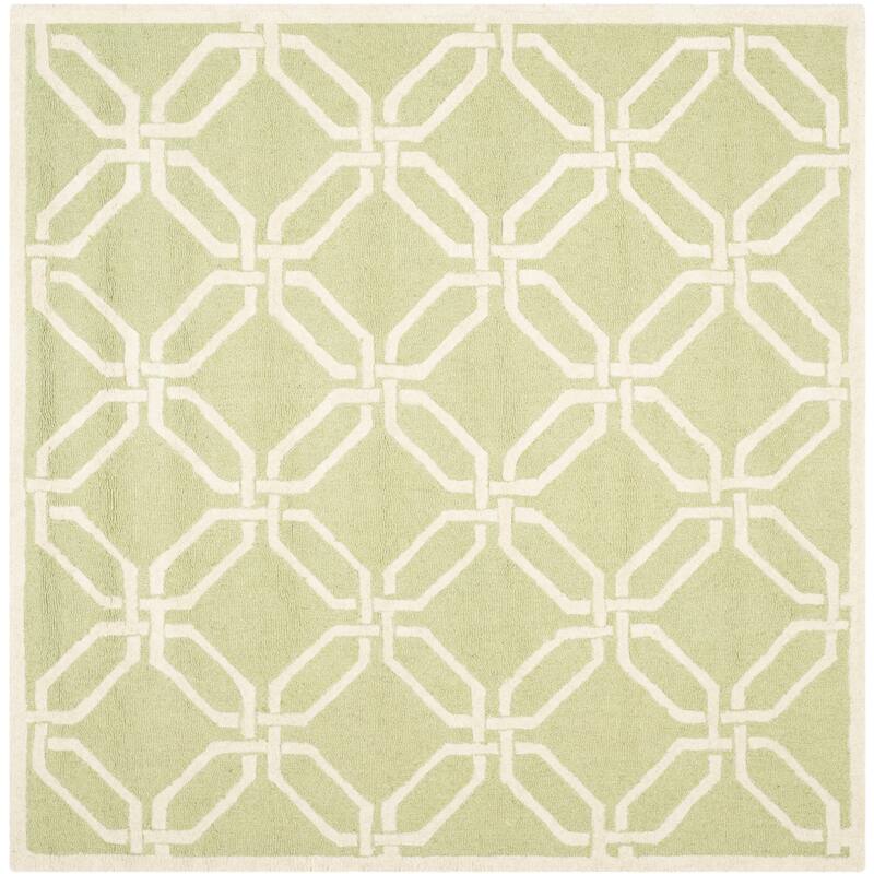 SAFAVIEH Handmade Cambridge Nhung Modern Moroccan Wool Rug - 6' Square - Lime/Ivory