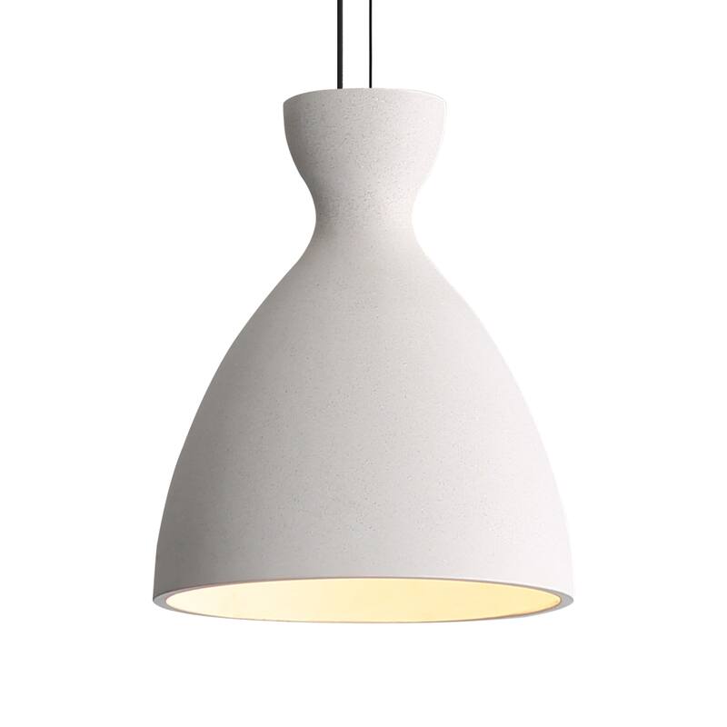 Golden Lighting Aethera 10in Integrated LED Pendant in White Sandstone Cement - Gold