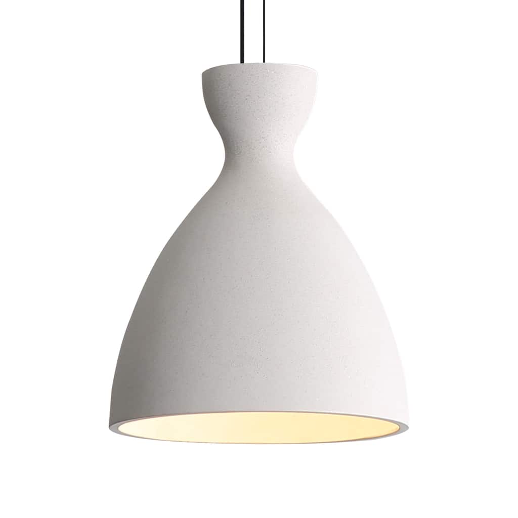 Golden Lighting Aethera 10in Integrated LED Pendant in White Sandstone Cement - Gold