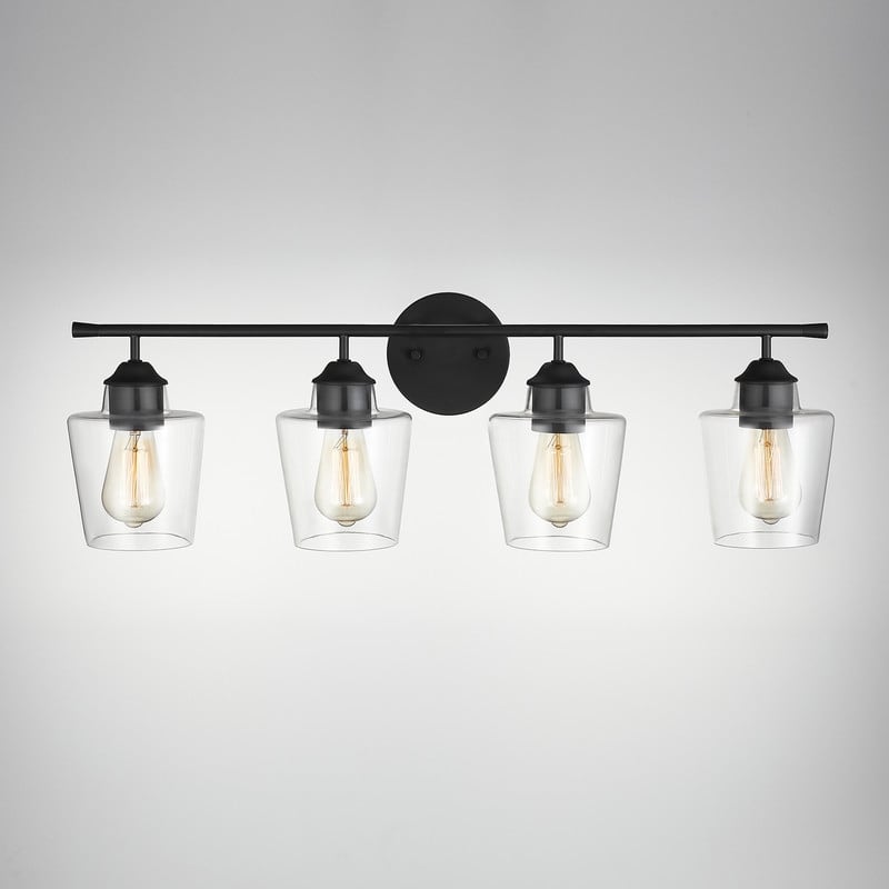 KAWOTI 4-Light Dimmable Metal Bathroom Vanity Light with Glass Shade