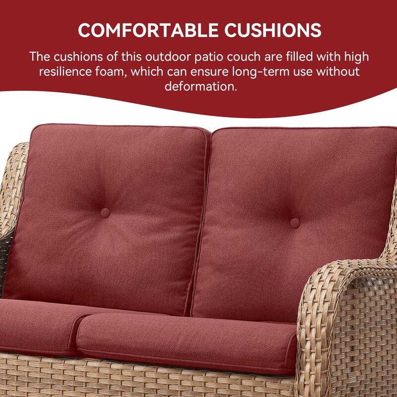 Outdoor Patio Wicker Loveseat Sofa - 2-Seater Rattan Sofa