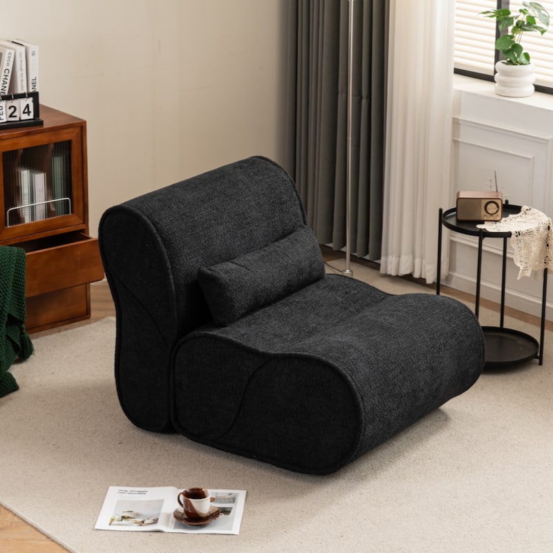 Soft Pellet Velvet Recliner - Comfortable Lounge Chair with Waist Pack Padding, Modern Design