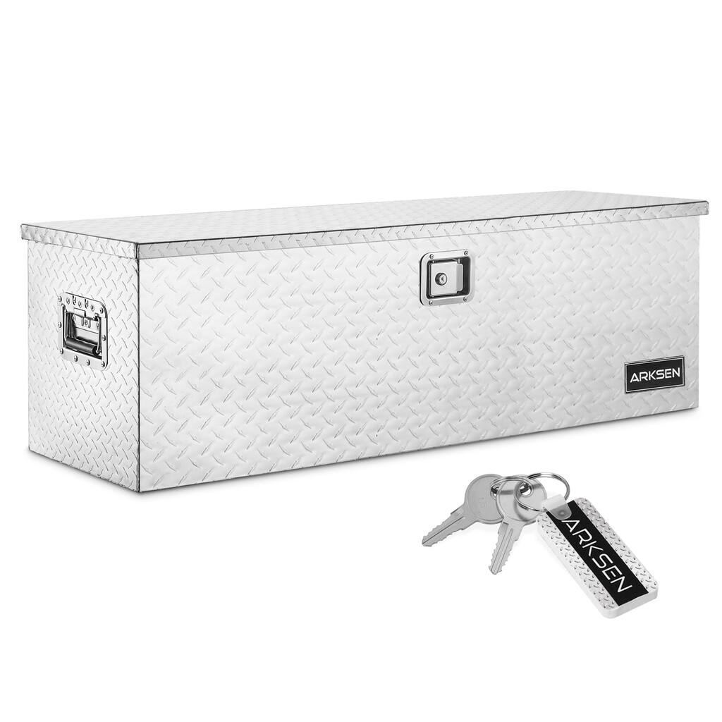 ARKSEN 49" Aluminum Tool Box Pick Up Storage Lock W/Key, Silver
