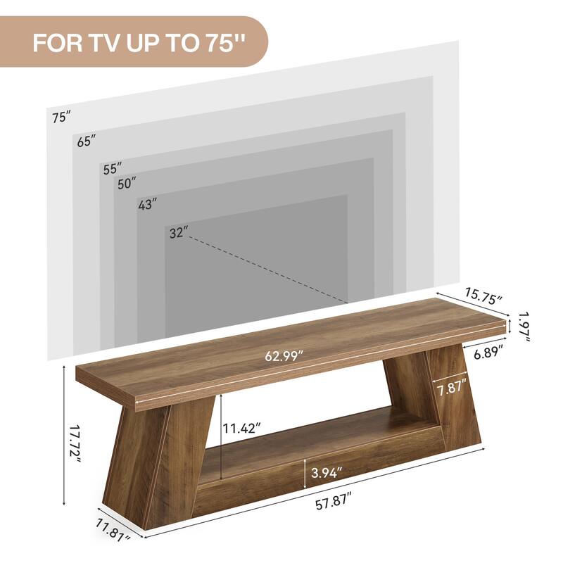 63" TV Stand for 55/60/65/75-Inch TVs, Extra Long Media TV Console