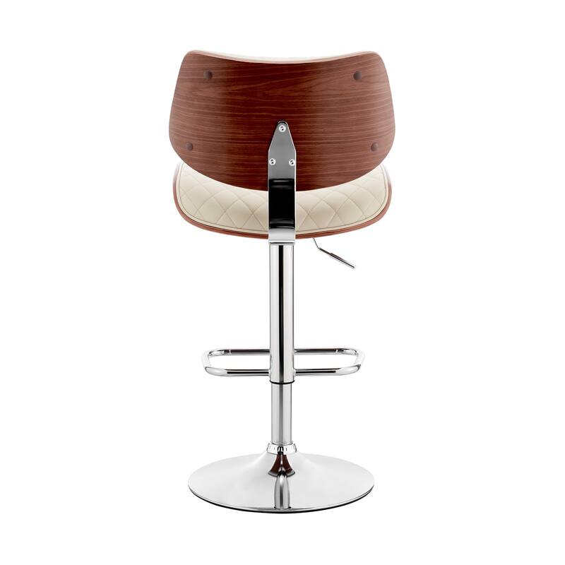 Faux Leather Adjustable Bar Stool with Swivel Seat and Chrome Matte Frame