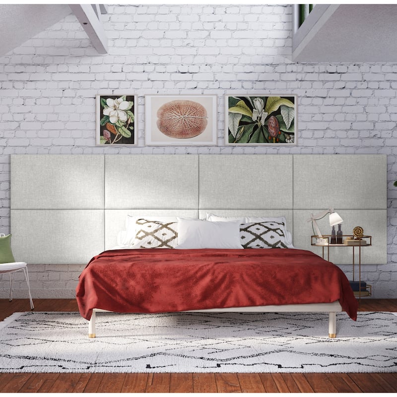 Jaxx Panelist Padded Headboard - Set of 2 Wall Panels - Microvelvet Limestone Grey - King
