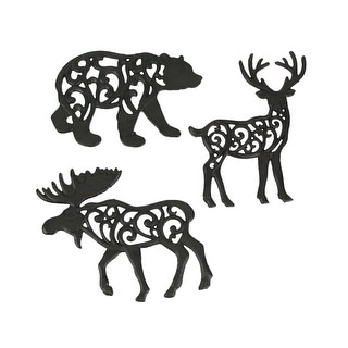 Zeckos Cast Iron Deer Moose And Bear Kitchen Trivets (Set Of 3) - 0.5 X ...