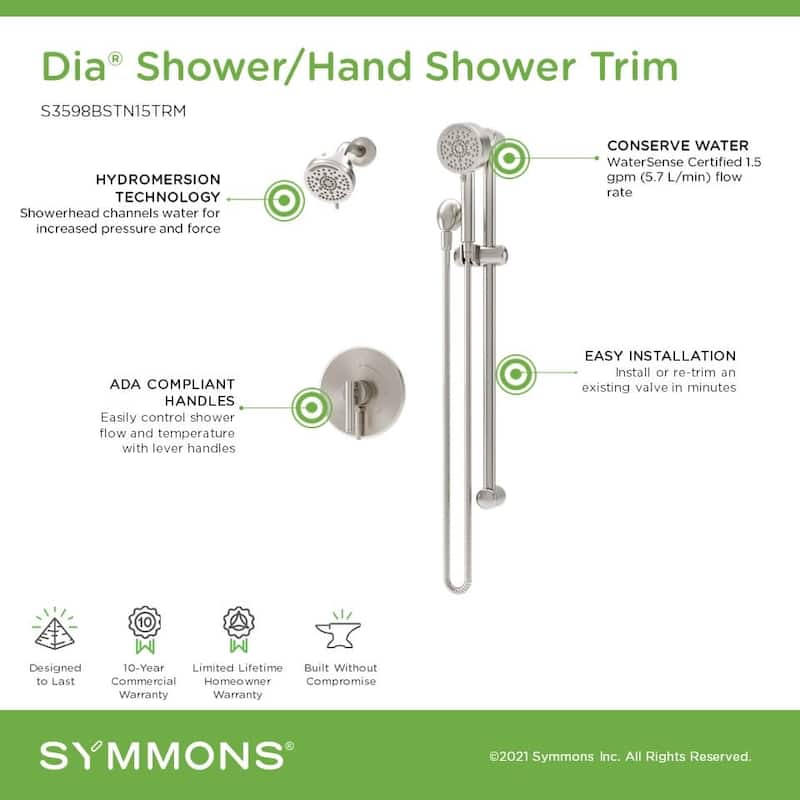 Symmons S3598B15TRM Dia HydroMersion Pressure Balanced Shower System