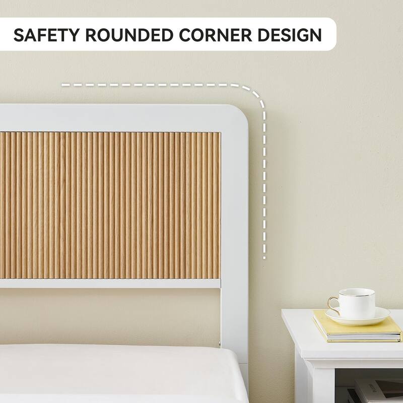 Bed Frame with Wave Wood Headboard