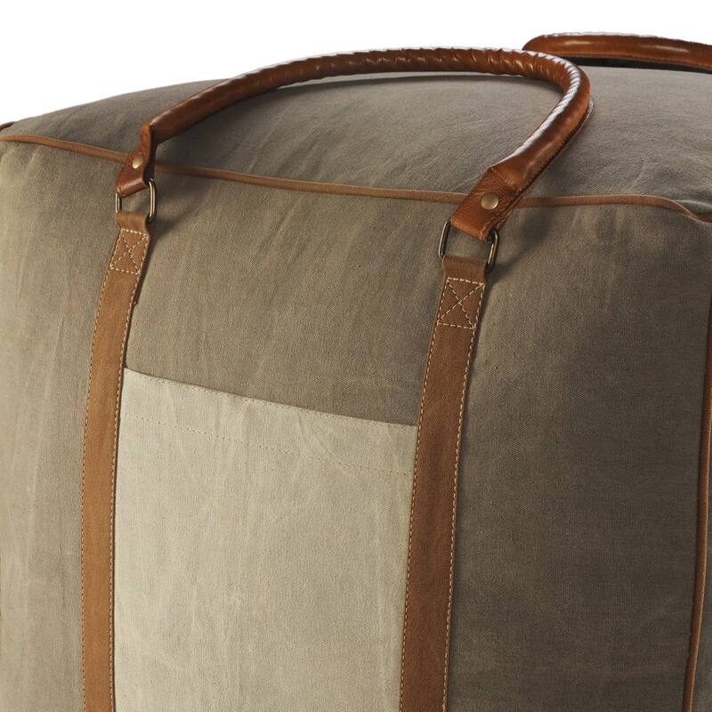Modern 20" Grey Cotton Blend Ottoman for Seating and Footrest