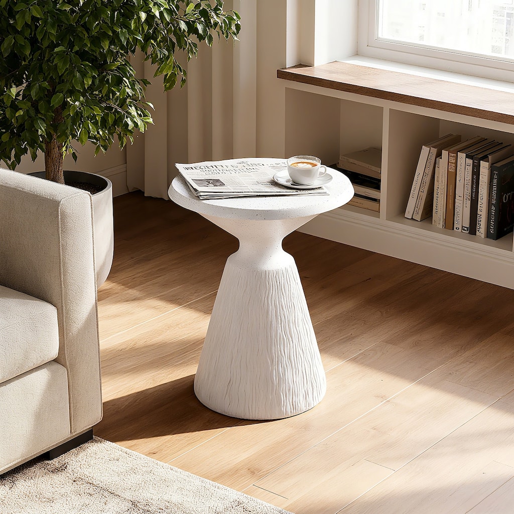 DrumTable Cement Outdoor End Tables for Patio indoor and Outdoor