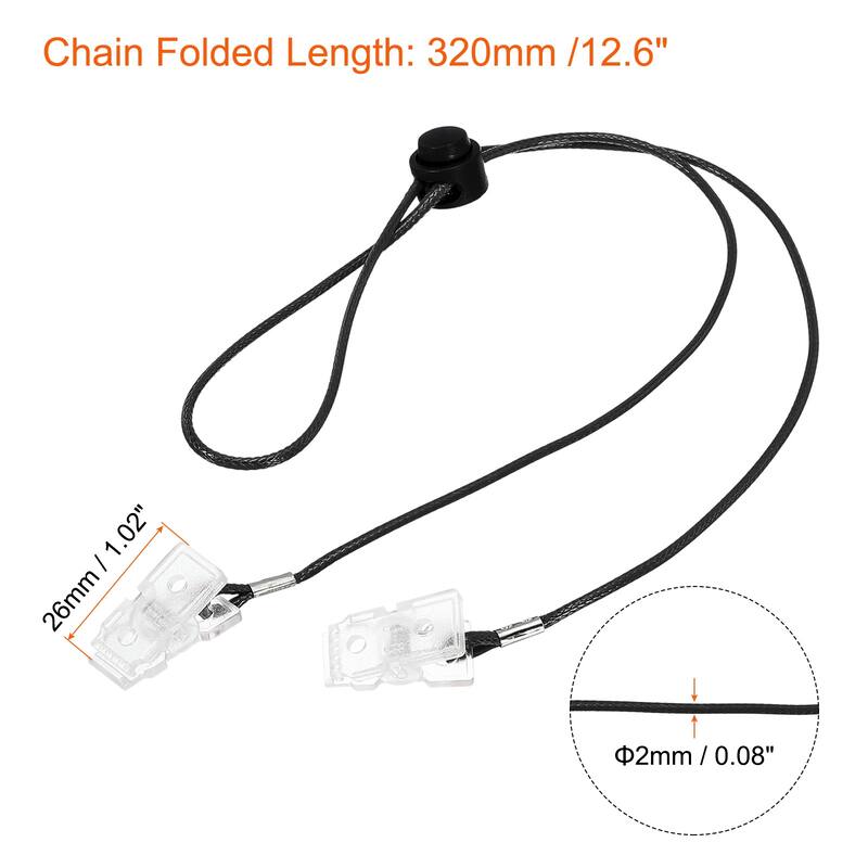 12.6" 2Pcs Napkin Chain Adjustable Bib Holder Chain Sun Hat Strap Lanyard, Black