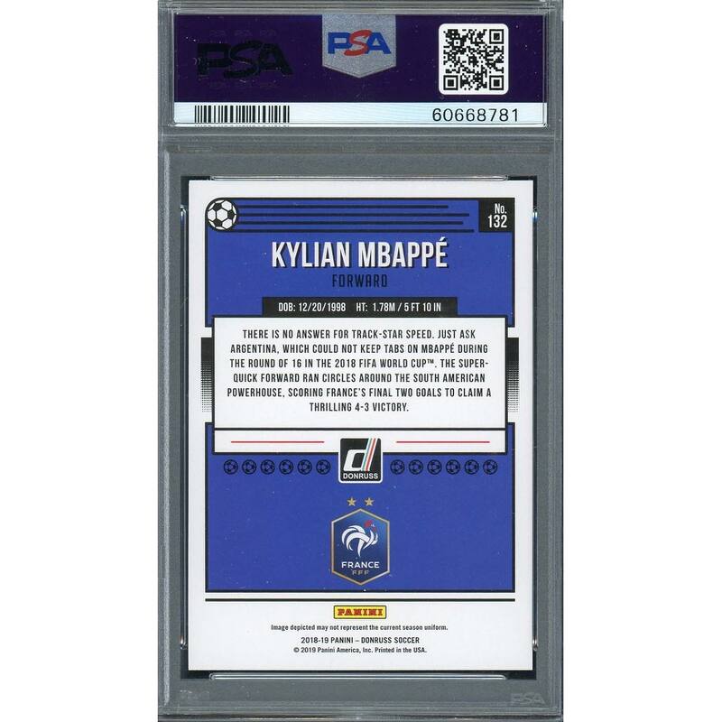 Kylian Mbappe 2018 Panini Donruss Soccer Rookie Card RC Card #132 Graded PSA 10 - 8'6" x 11'6"