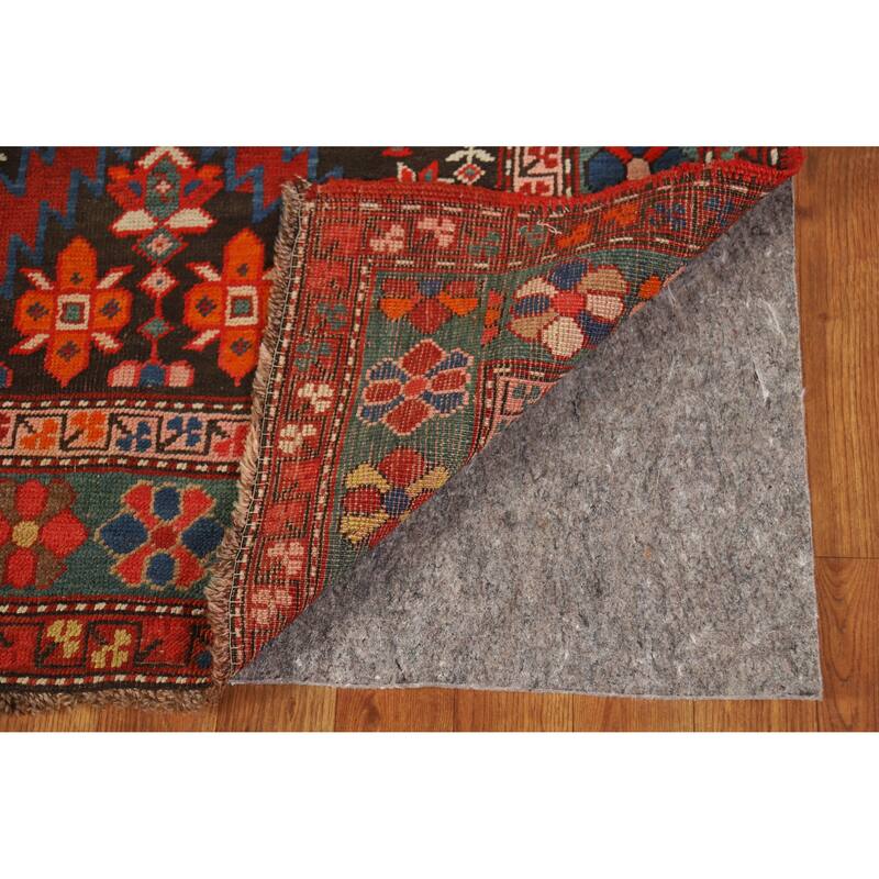 Hand Knotted Oriental 100% Wool Carpet Traditional Tribal Brown Kazak Runner Rug - 12' 6'' X 3' 4''