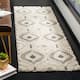 SAFAVIEH Florida Shag Bertille Geometric 1.2-inch Thick Rug - 2'3" x 7' Runner - Cream/Light Blue