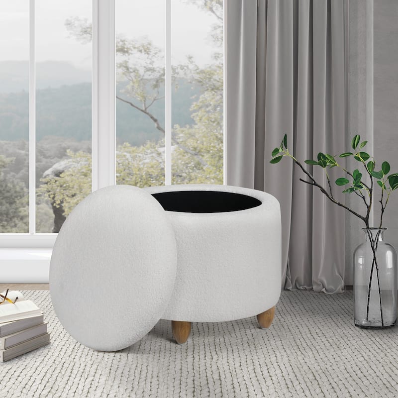 Lyra Storage Ottoman with Medium Oak Legs