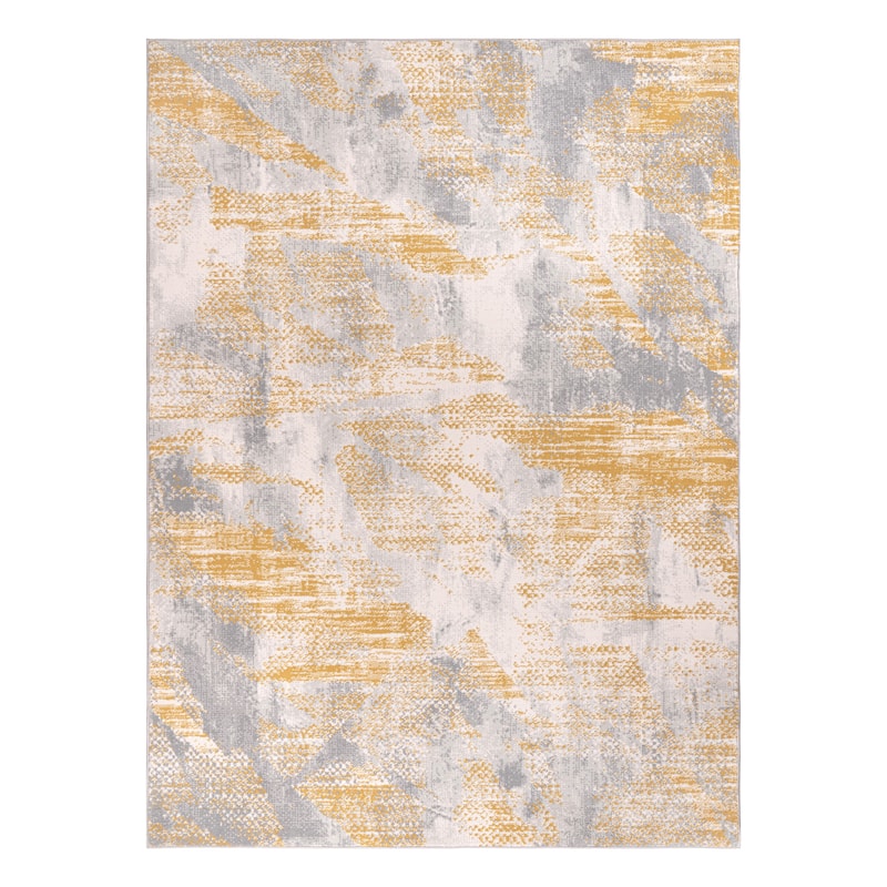 Lela Collection Abstract Polyester Rug - 7'6" x 10'6" - Gray/Gold