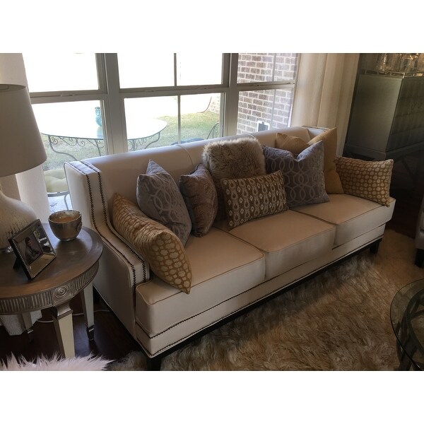 Modern Soft Bonded Leather Sofa With Nailhead Trim Details Modern Soft Bonded Leather Sofa With Nailhead Trim Details Free Shipping Today 13232427