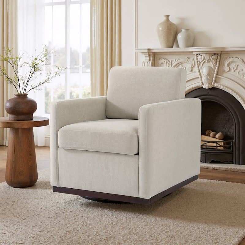 uixe Modern Upholstered Swivel Accent Chair with Pocket Spring Seat