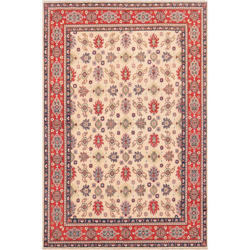 Bohemian Kazak Aydan Beige/Red Wool Rug - 9'2'' x 12'1''