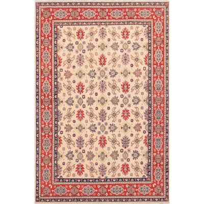 Bohemian Kazak Aydan Beige/Red Wool Rug - 9'2'' x 12'1''