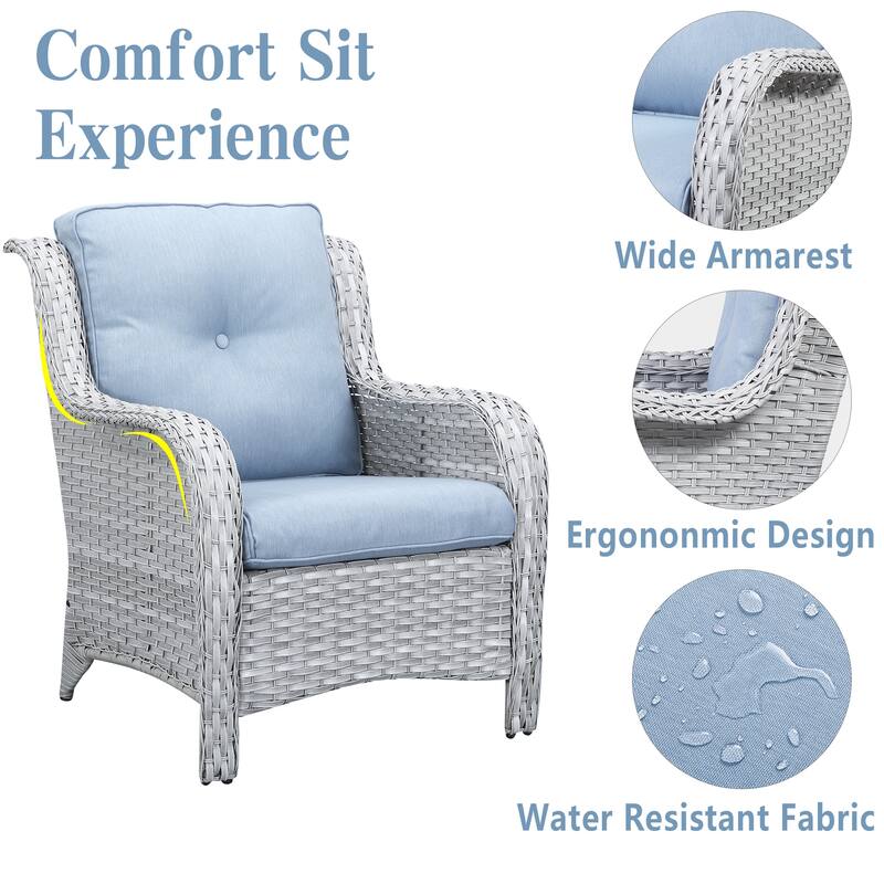 Gymojoy Wicker Patio Club Chairs with Olefin Weather-Resistant Cushions