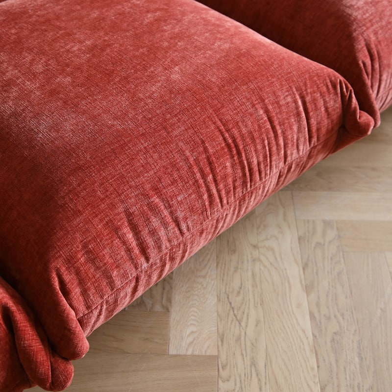 3 Seat Chenille Fabric Sectional Sofa with Ottoman