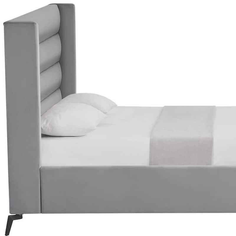 HomeRoots Green Velvet Upholstered Full Bed Frame