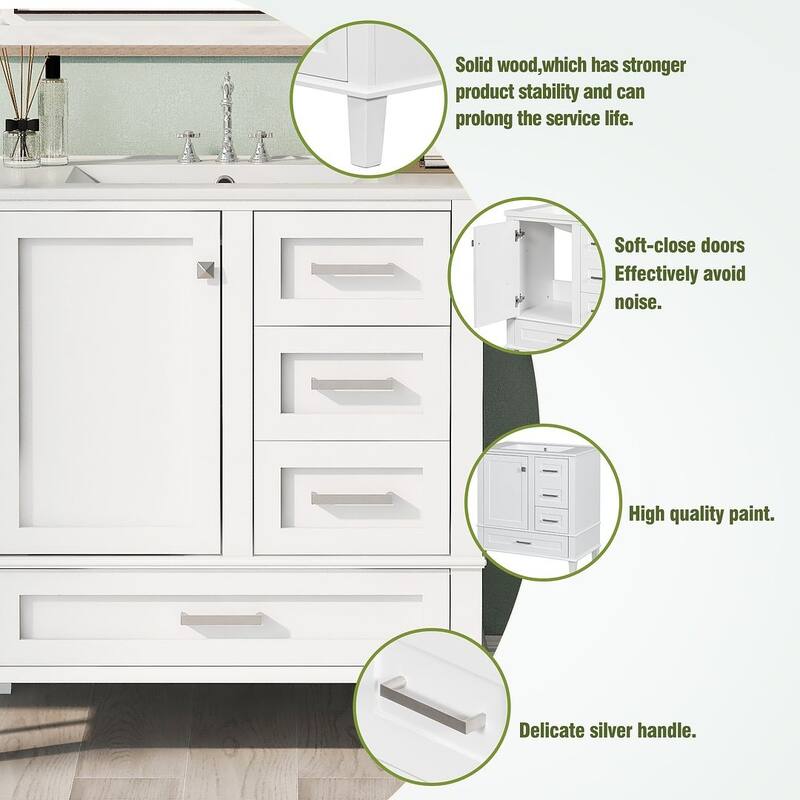 30" Bathroom Vanity With Sink, Solid Wood Bathroom Storage Cabinet