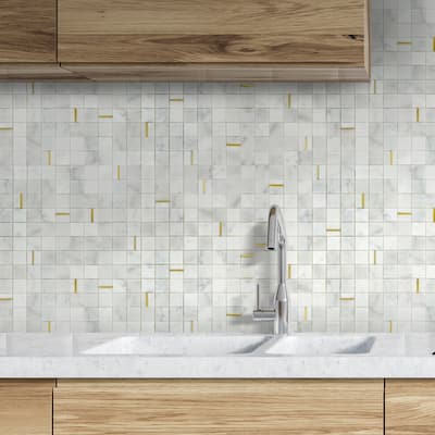 11.8'' x 11.8'' Natural Stone Peel and Stick Mosaic Tile